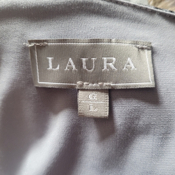 Laura Black and Grey Long Open Sleeve Top L - Picture 7 of 7